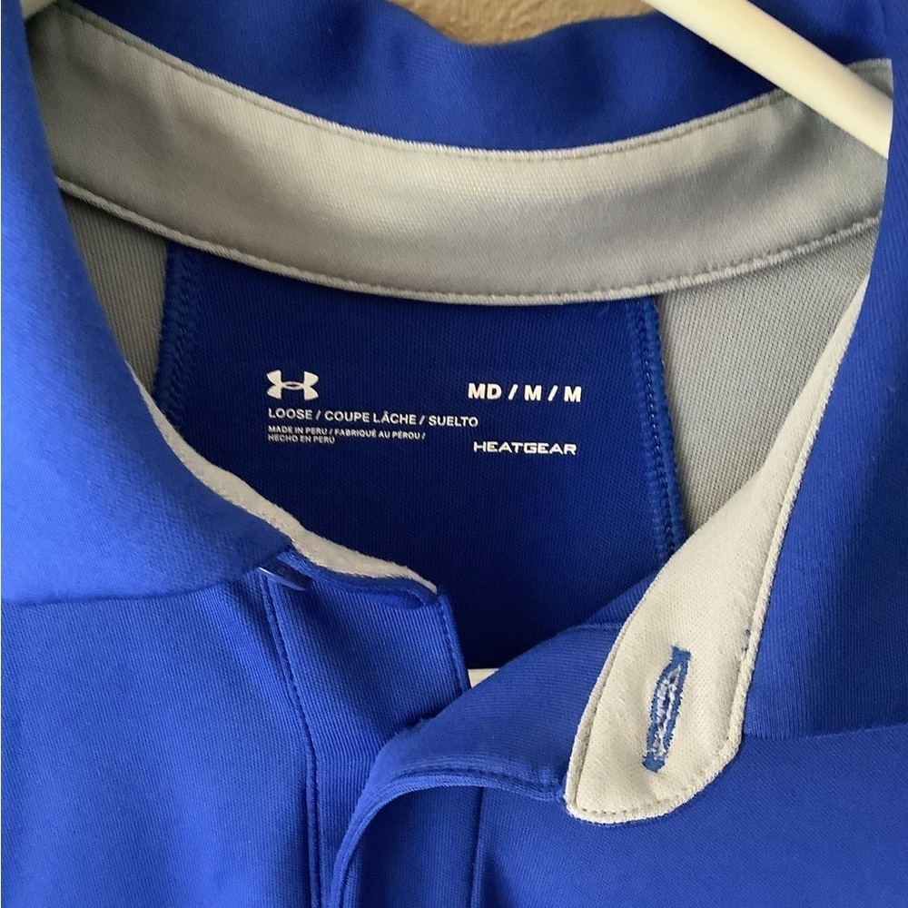 Under Armour Men's HeatGear S/S Golf Polo – Loose Fit, Blue/Gray, Size Medium - Picture 2 of 5